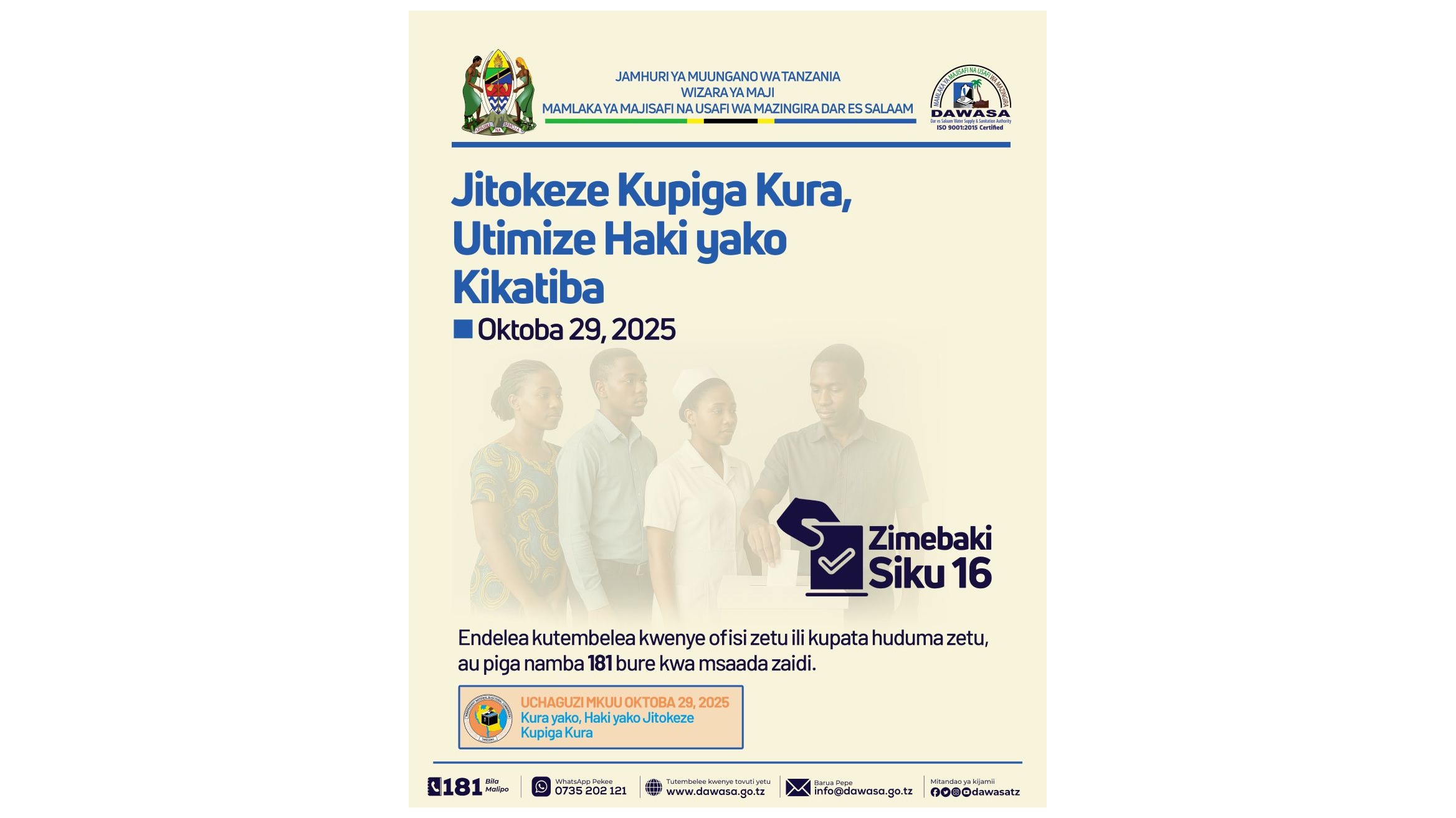 JITOKEZE KUPIGA KURA, UTIMIZE HAKI YAKO KIKATIBA