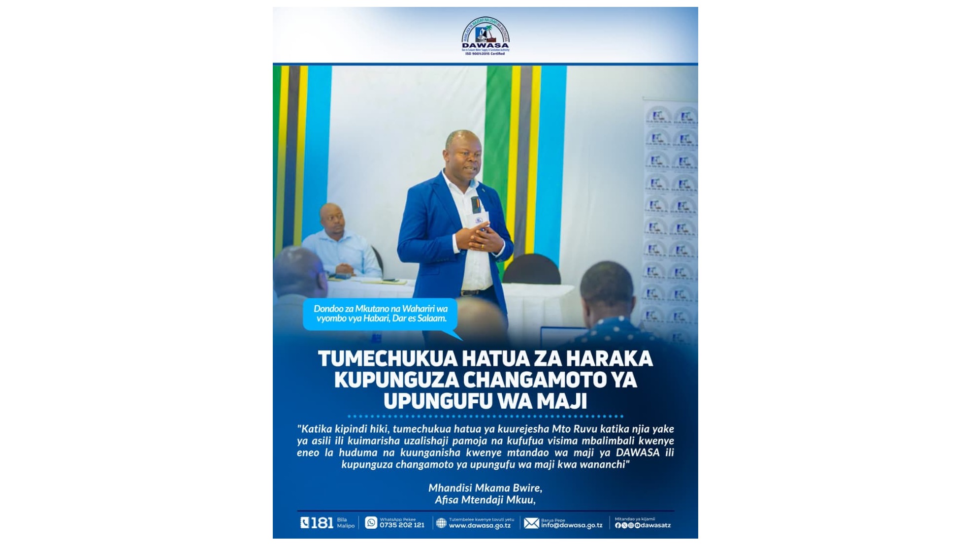 TUMECHUKUA HATUA ZA HARAKA KUPUNGUZA CHANGAMOTO YA UPUNGUFU WA MAJI