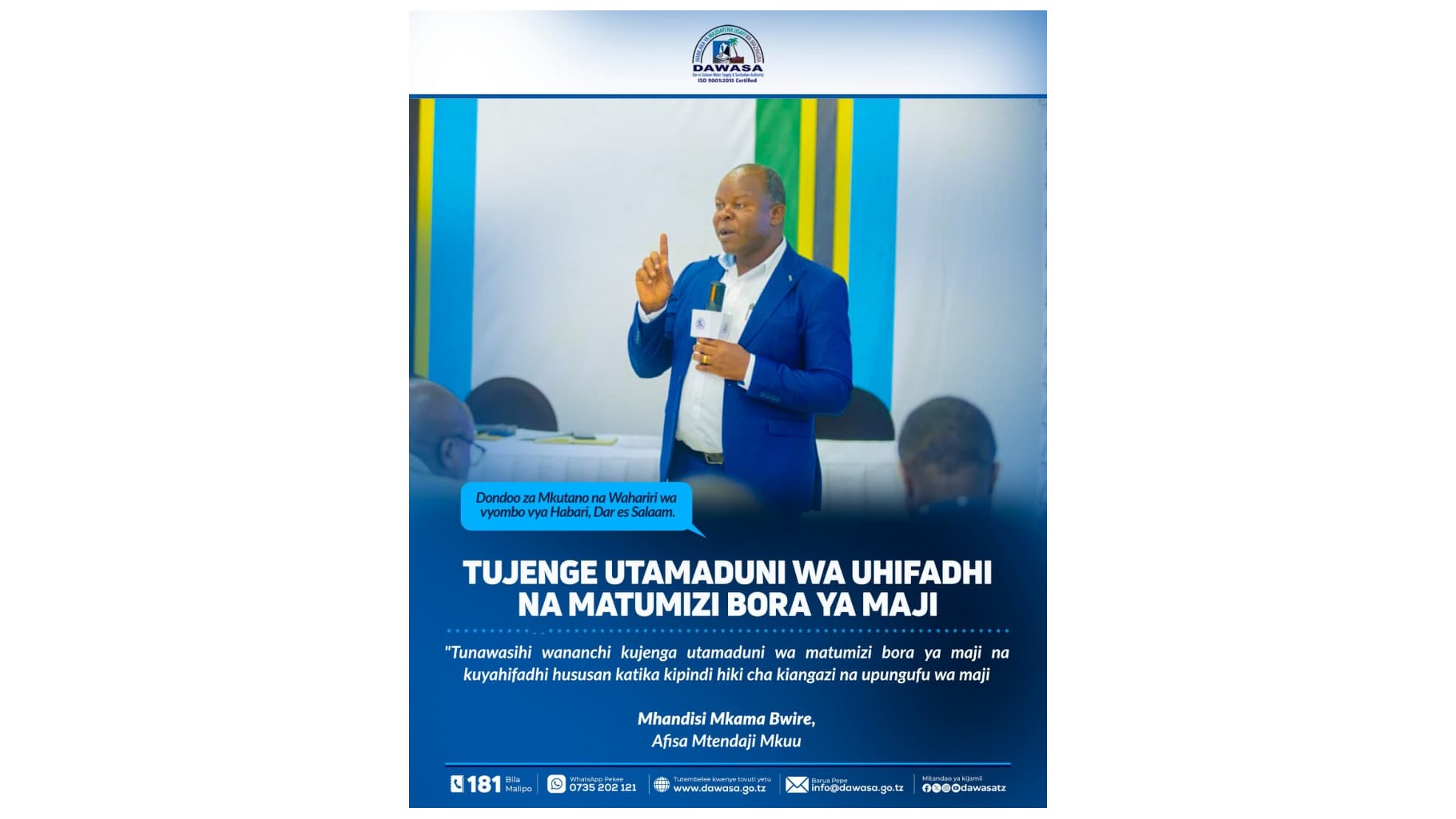 TUJENGE UTAMADUNI WA UHIFADHI NA MATUMIZI BORA YA MAJI