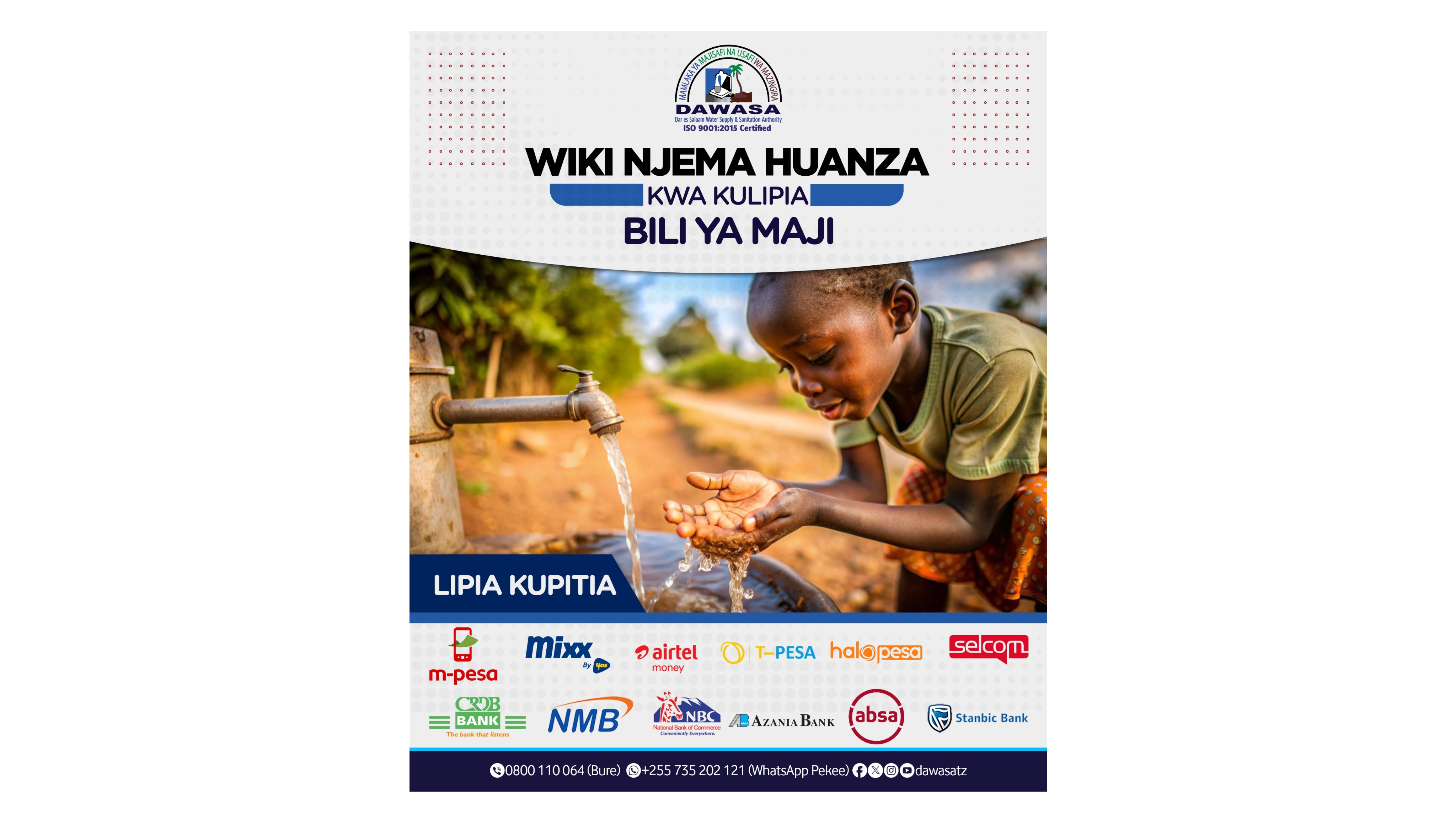 WIKI NJEMA HUANZA KWA KULIPA BILI YA MAJI
