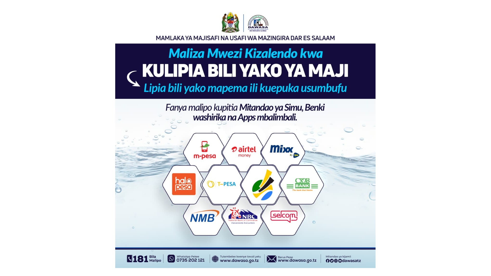 MALIZA MWEZI KIZALENDO KWA KULIPA BILI YAKO YA MAJI